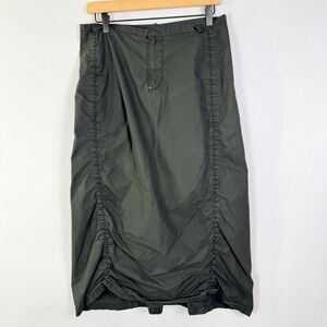 Marithe Francois Girbaud Faded Black Ruched Midi Skirt Utilitarian Gorpcore